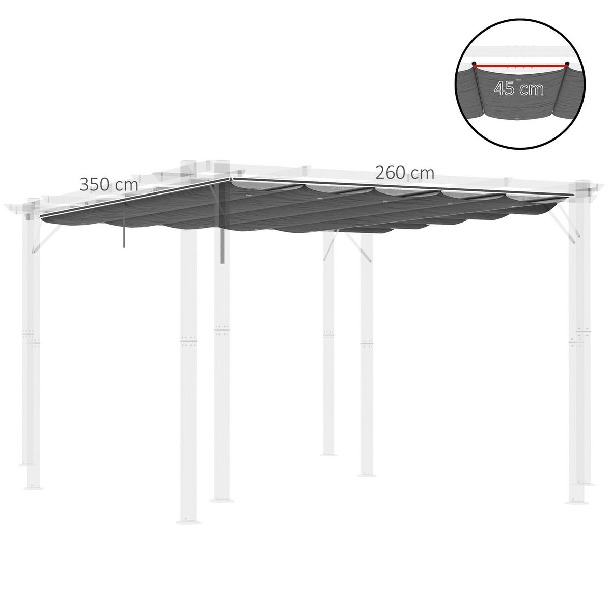 PERGOLA ERSATZDACH 3,5x2,5 m grau - Dunkelgrau, Textil (350/6/260cm) - LEBENLANG