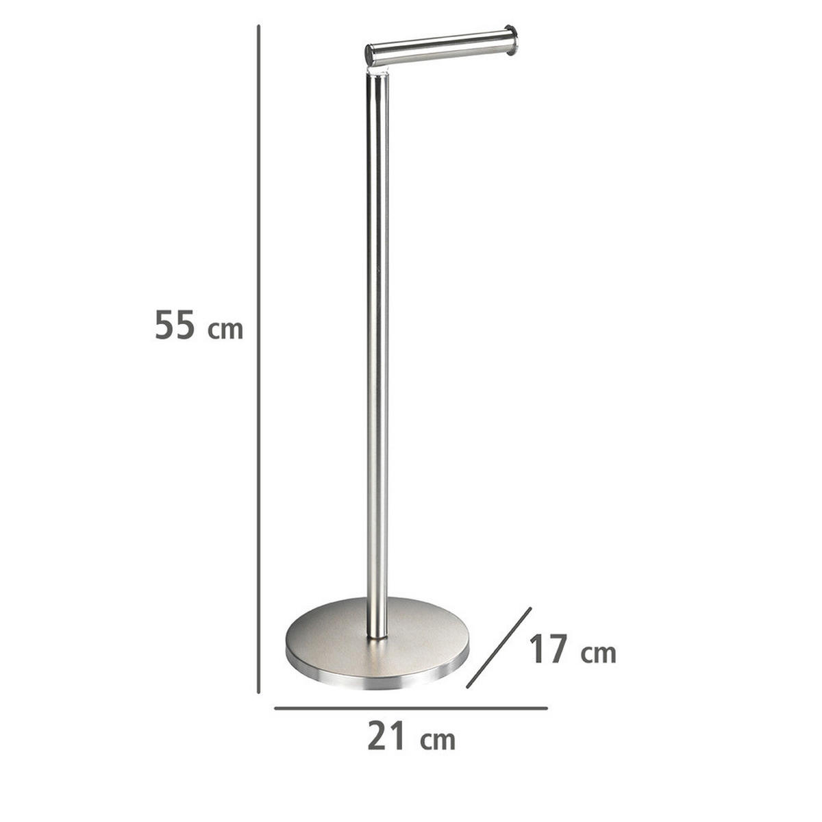 TOILETTENPAPIER-BADEZIMMERSTÄNDER Design mit Griff 17/21/55 cm - Silberfarben, Metall (21/55/17cm) - Wenko