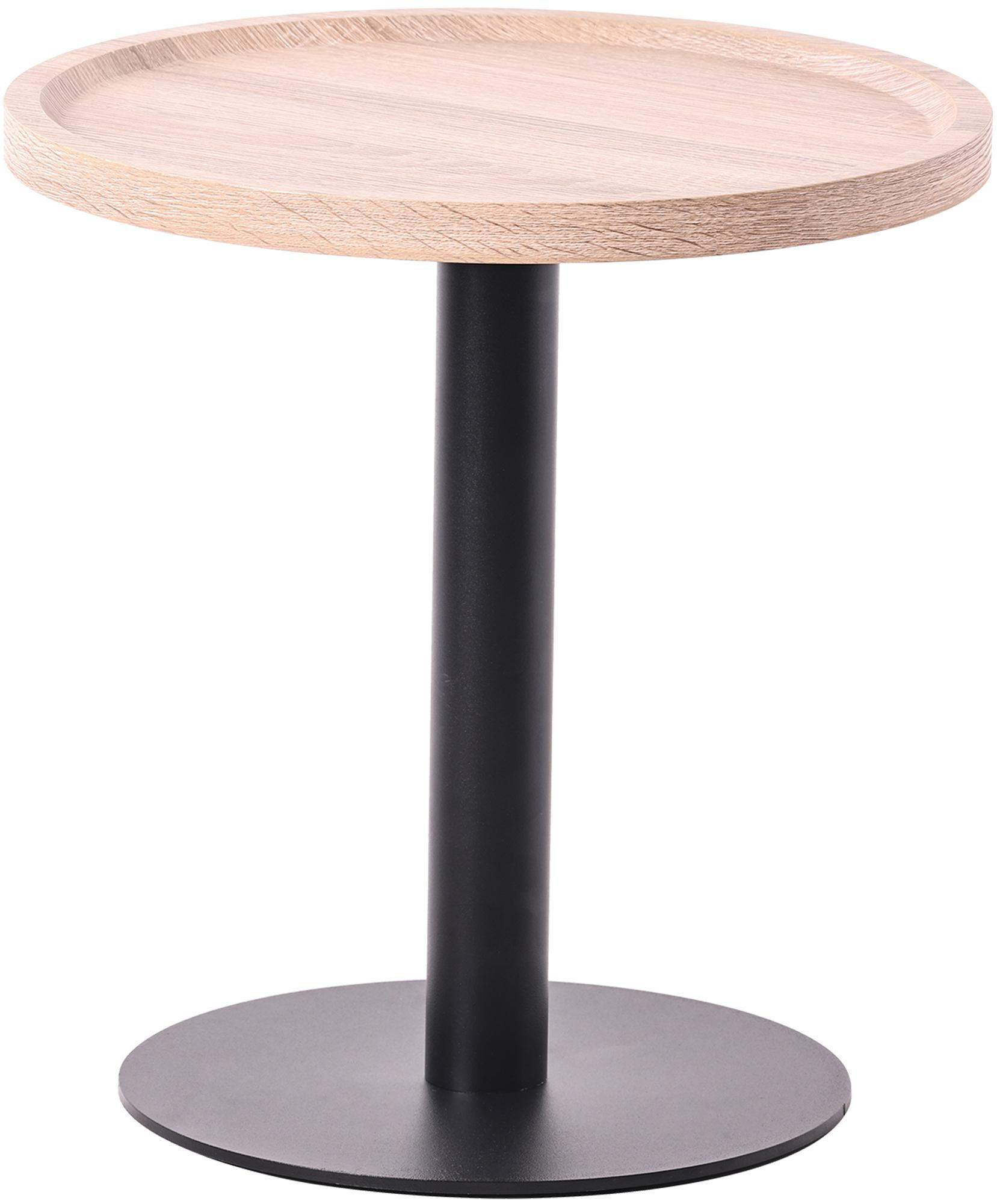 BEISTELLTISCH rund 40 cm Holz Eiche - Eichefarben/Schwarz, Holz/Metall (40/40/42cm) - CLP