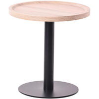 BEISTELLTISCH rund 40 cm Holz Eiche - Eichefarben/Schwarz, Holz/Metall (40/40/42cm) - CLP