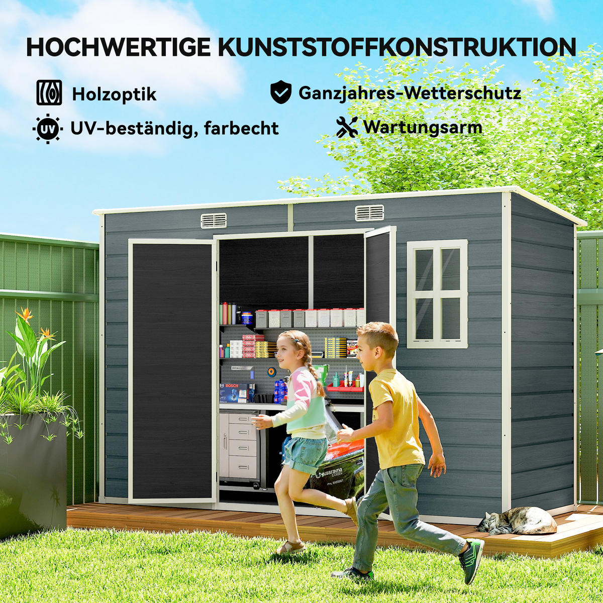 GARTENHAUS Kunststoff Aluminium Grau - Grau, Kunststoff (123/197/303cm) - Outsunny