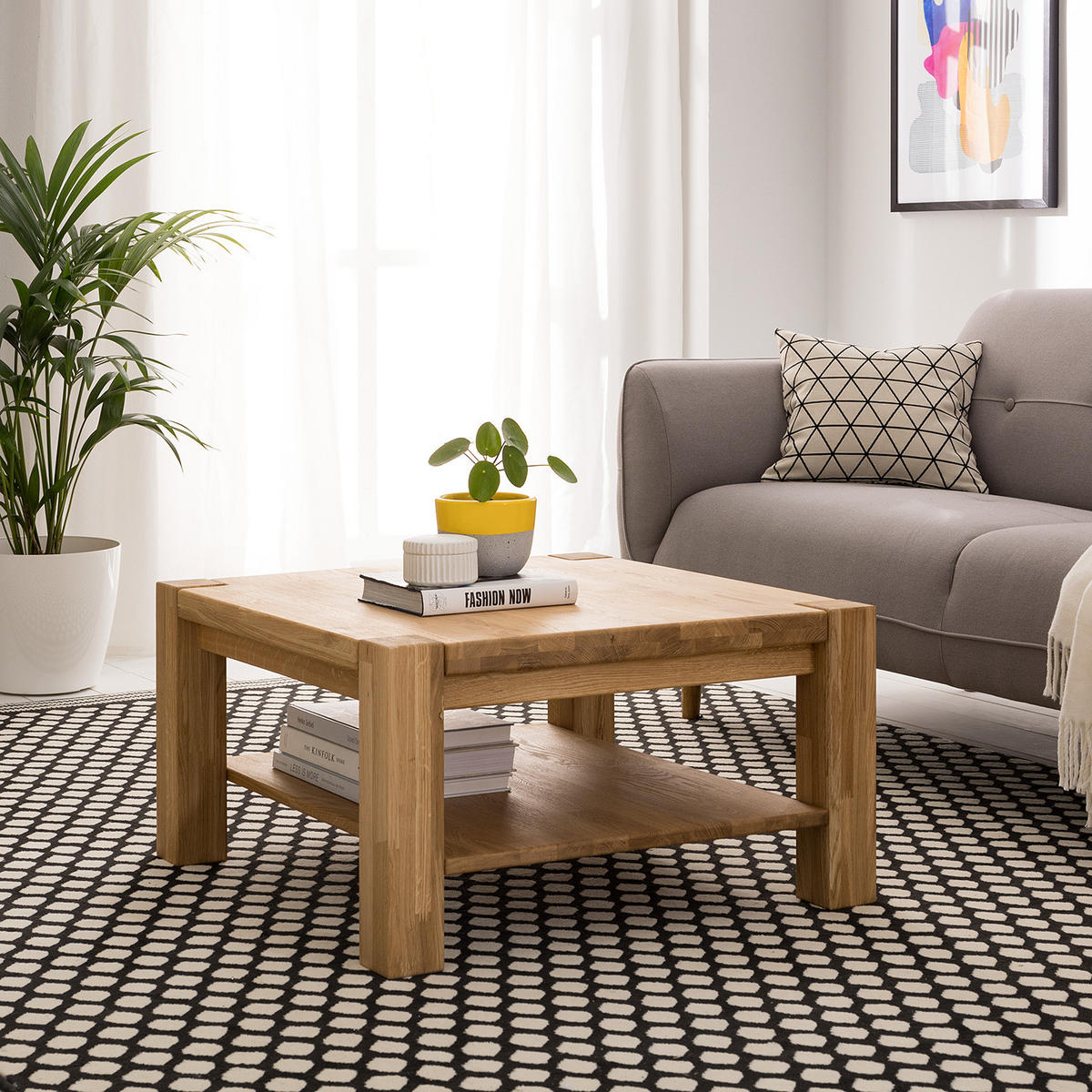 COUCHTISCH - Massivholz - Eichefarben/Braun, Eichenholz/Holz (70/70/38cm) - home24