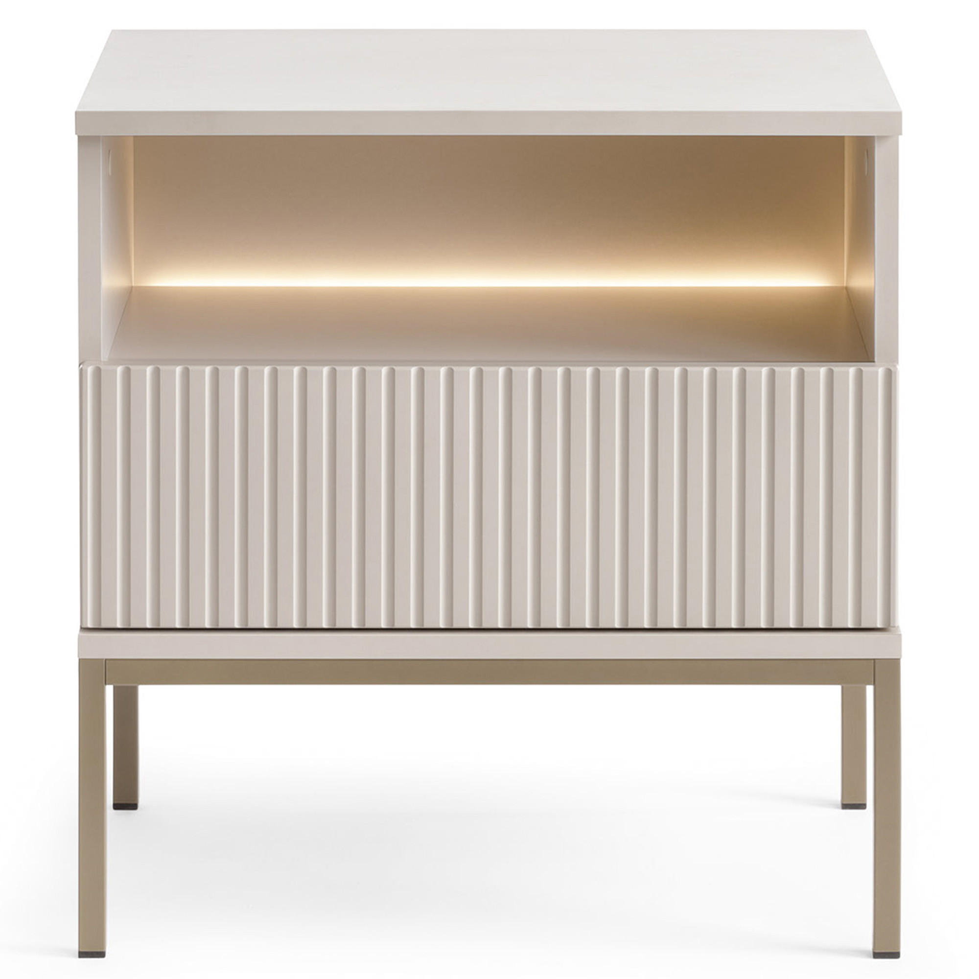 NACHTTISCH FONTE, Cremefarbig - Creme, Holzwerkstoff (56/53/39cm) - KONSIMO®
