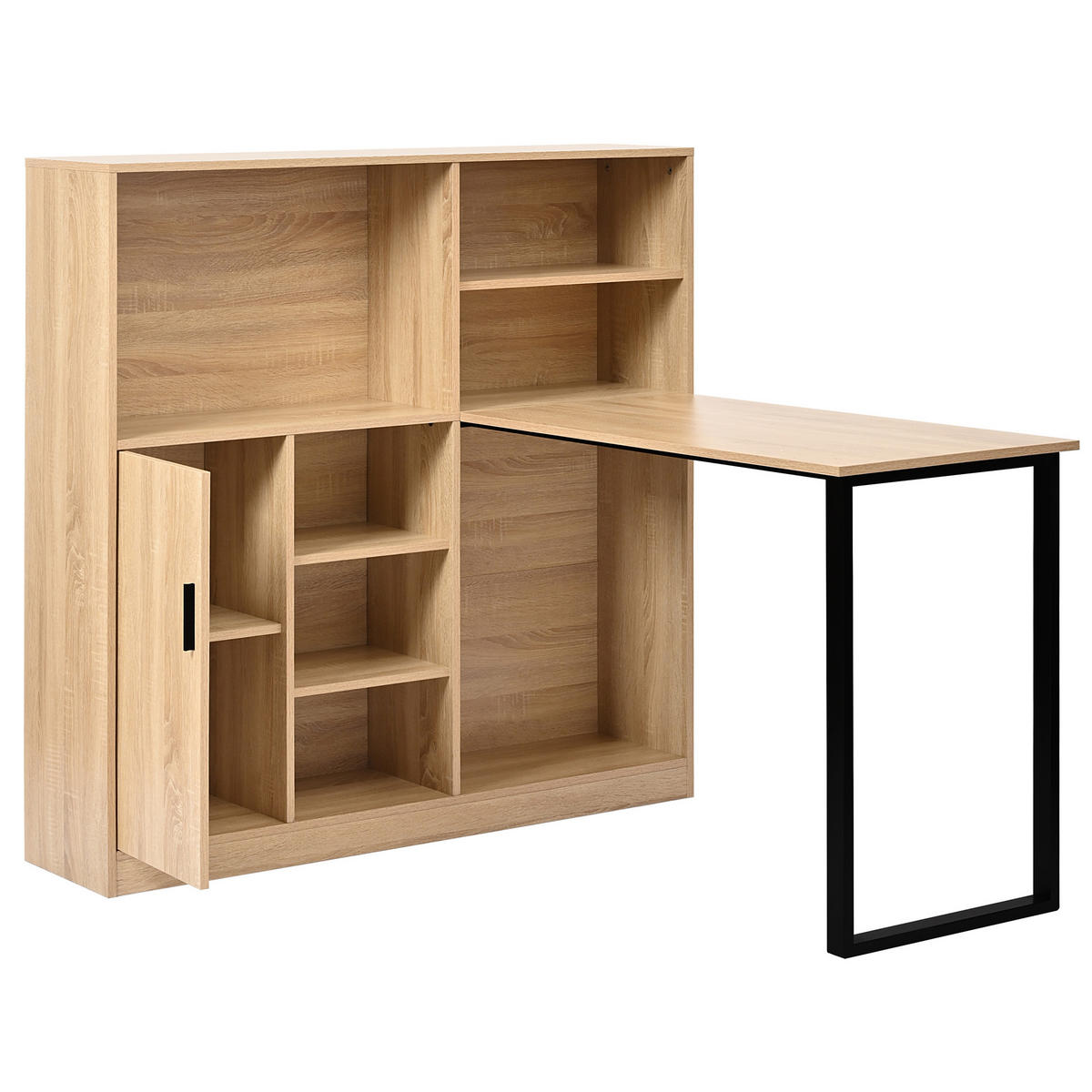 SCHREIBTISCH mit Stauraum in Natur aus MDF – mit Regal und Schrank - Naturfarben, Holzwerkstoff (50/120/120cm) - BEAOK