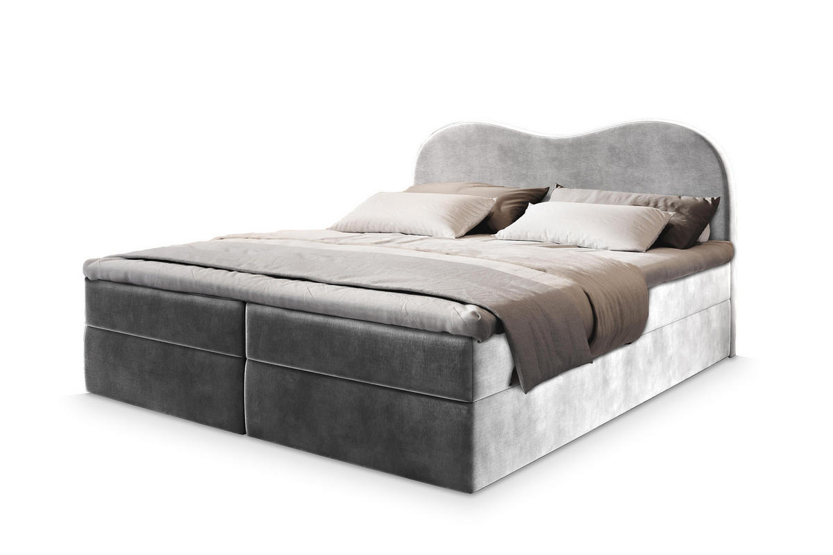 POSTEL BOXSPRING FLUVIA 180x200 cm, s matrací a úložným prostorem, světle šedá - světle šedá, kompozitní dřevo/textil (180/200cm) - MASSENO