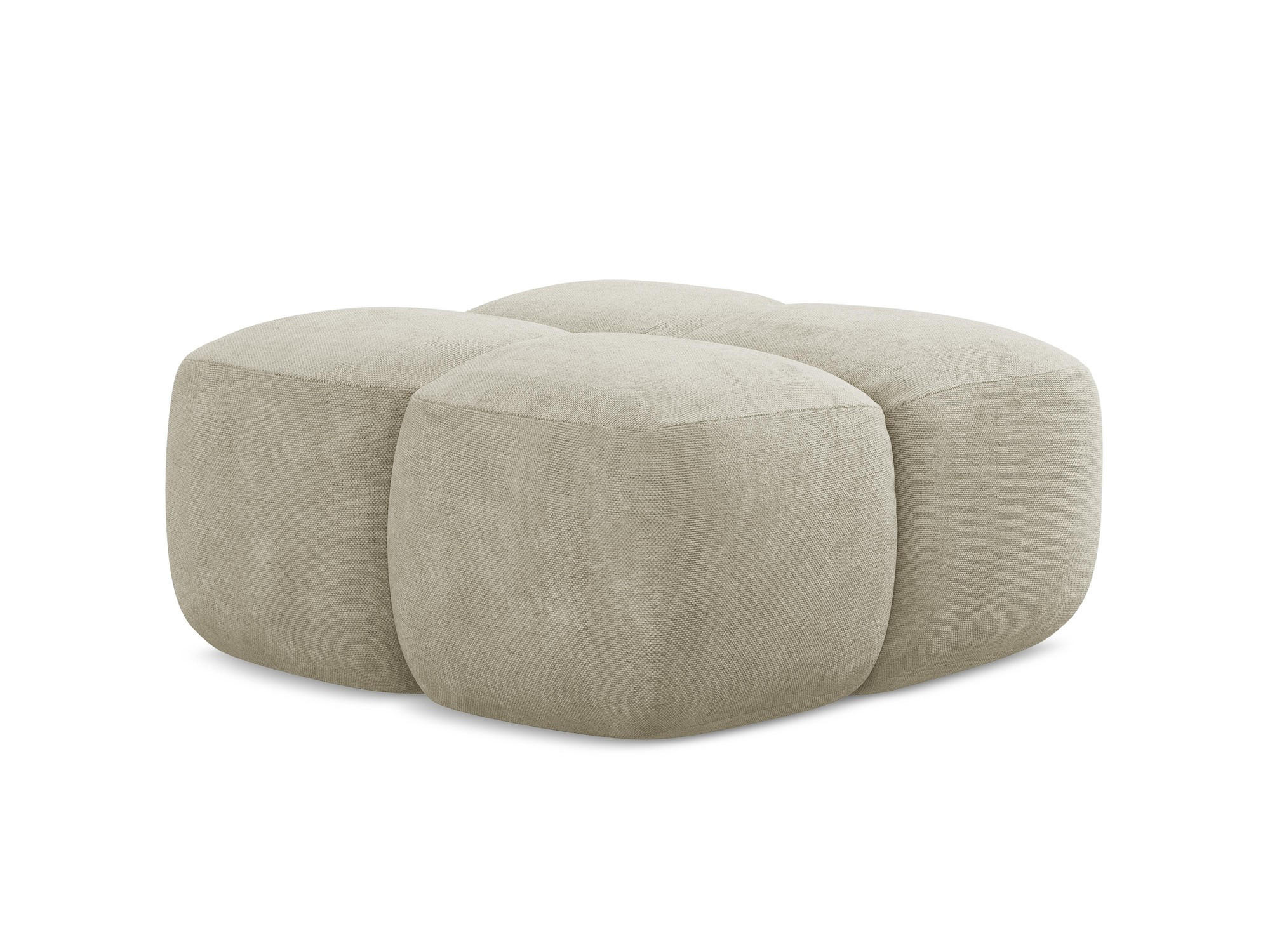 POUF Chenille Stoff Beige - Beige/Schwarz, Holzwerkstoff/Kunststoff (90/39/90cm) - Makamii