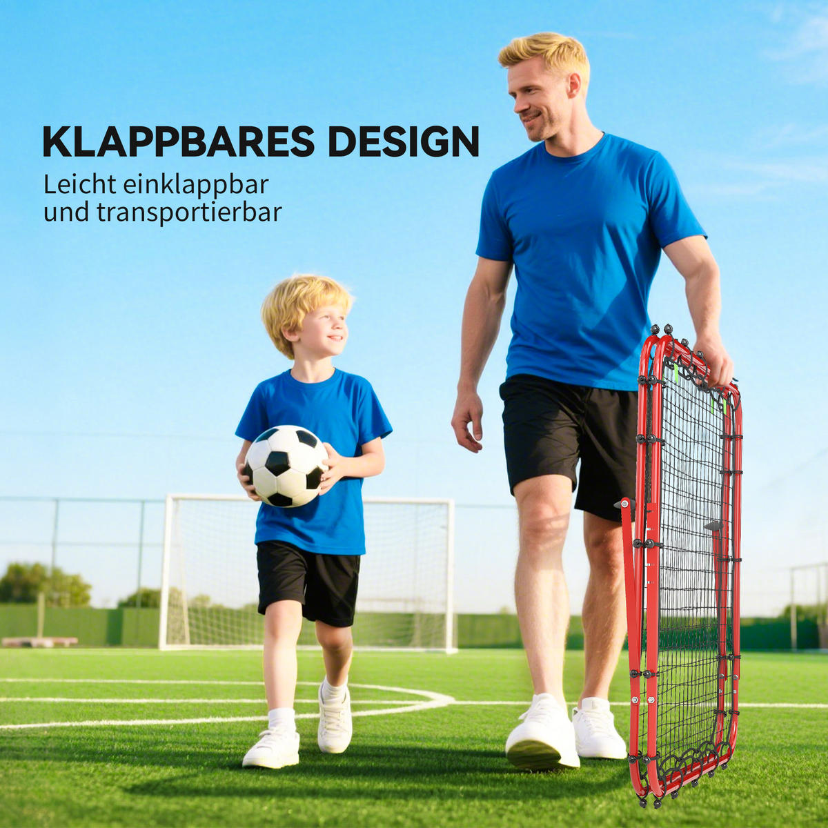 FUSSBALLTOR DE-10446 verstellbar, klappbar, 100x68-95 cm Rot - Rot, Metall (95/100cm) - ComfortXL