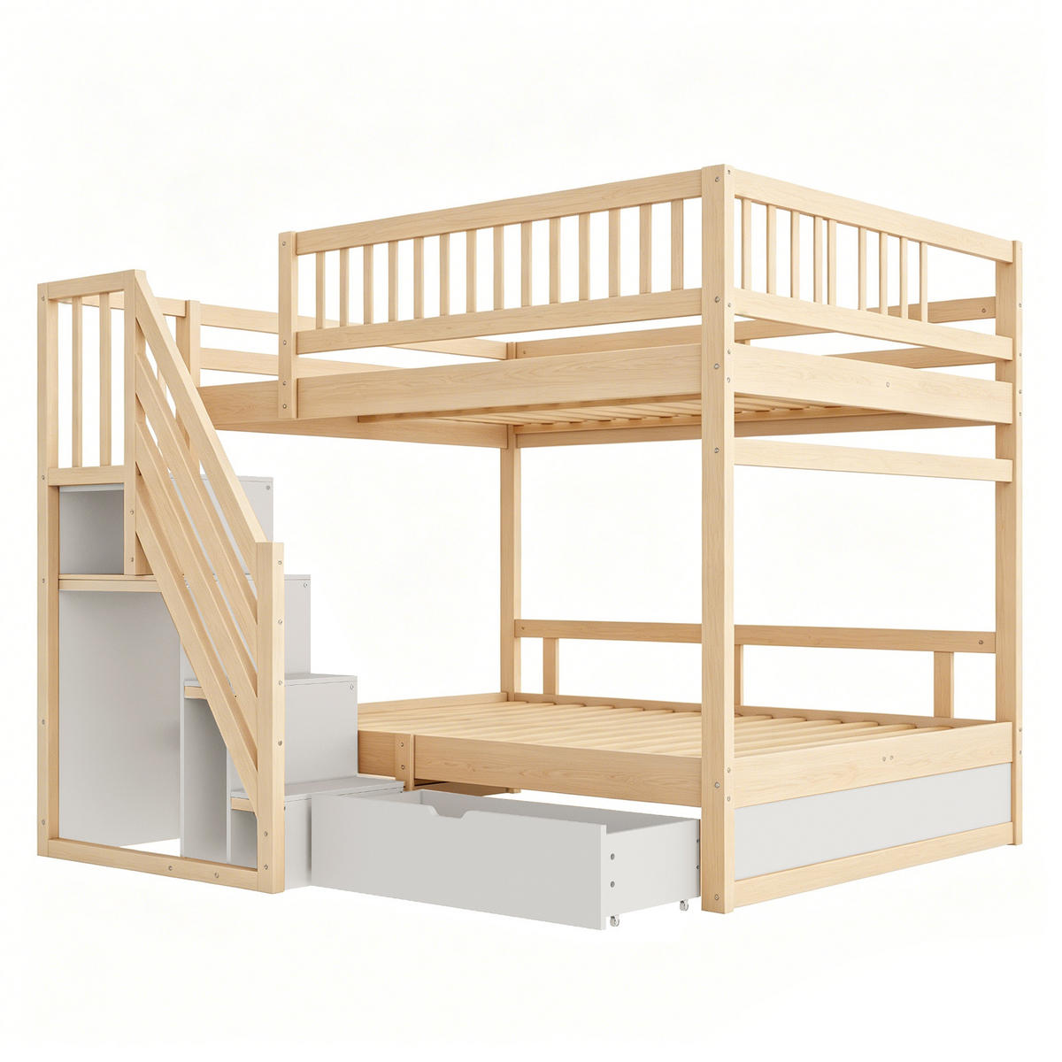 ETAGENBETT mit Stauraum 140x200 cm Massivholz Wood - Birnbaumfarben, Holz (140/200cm) - Meubliv