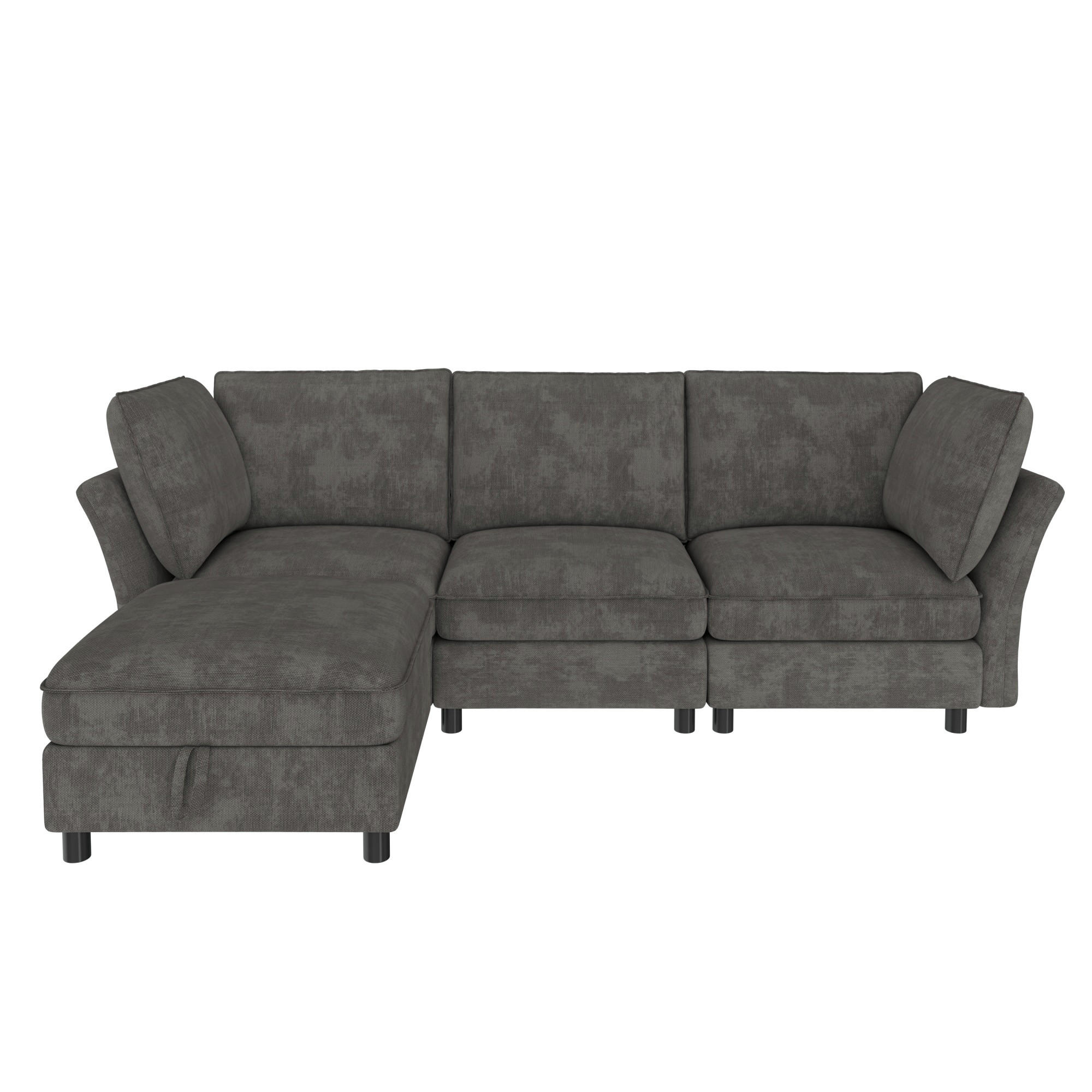 ECKSOFA 225/137/84 cm Grau mit Stauraum‑Hocker - Grau, Textil (225/137cm) - Oxeza