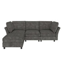 ECKSOFA 225/137/84 cm Grau mit Stauraum‑Hocker - Grau, Textil (225/137cm) - Oxeza