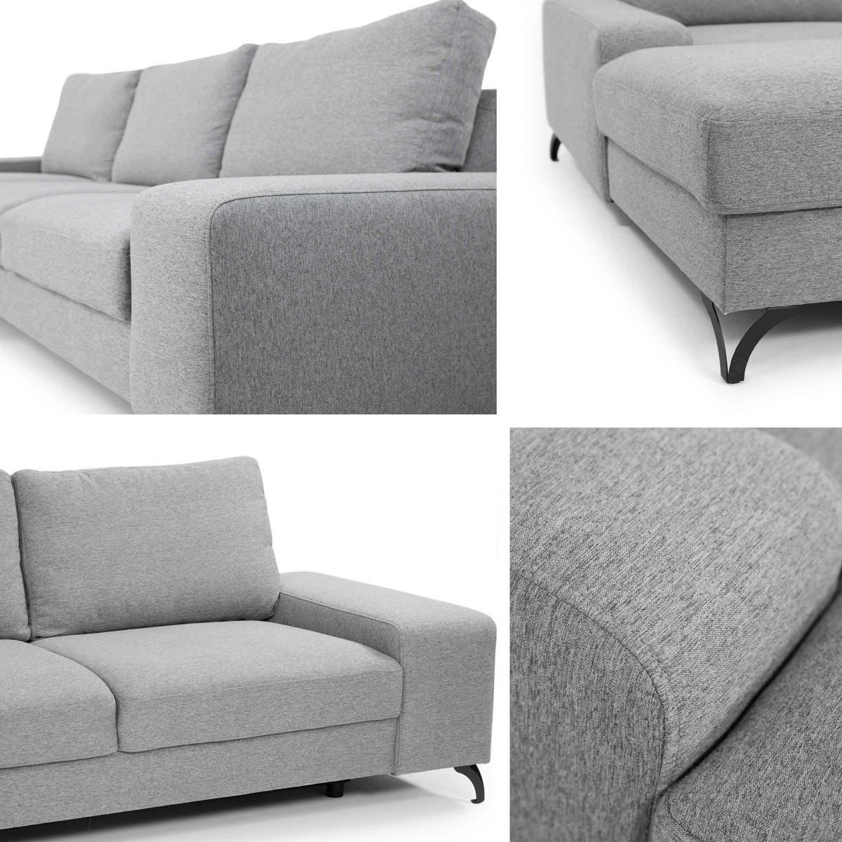 ECKSOFA Flavio, Seite: Links - L1F+L2F+R4 - Gelb/Schwarz, Holz/Textil (300/179cm) - MIRJAN24