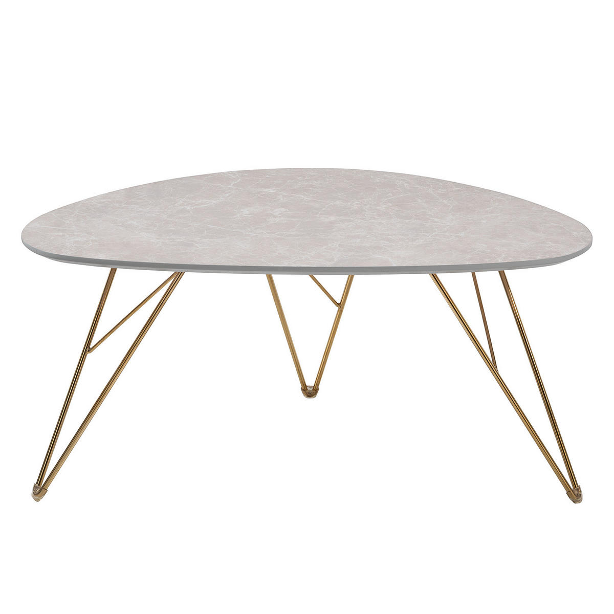 COUCHTISCH - Marmor Hellgrau Dekor / Gold - Hellgrau, Holzwerkstoff/Metall (60/90/42cm) - home24