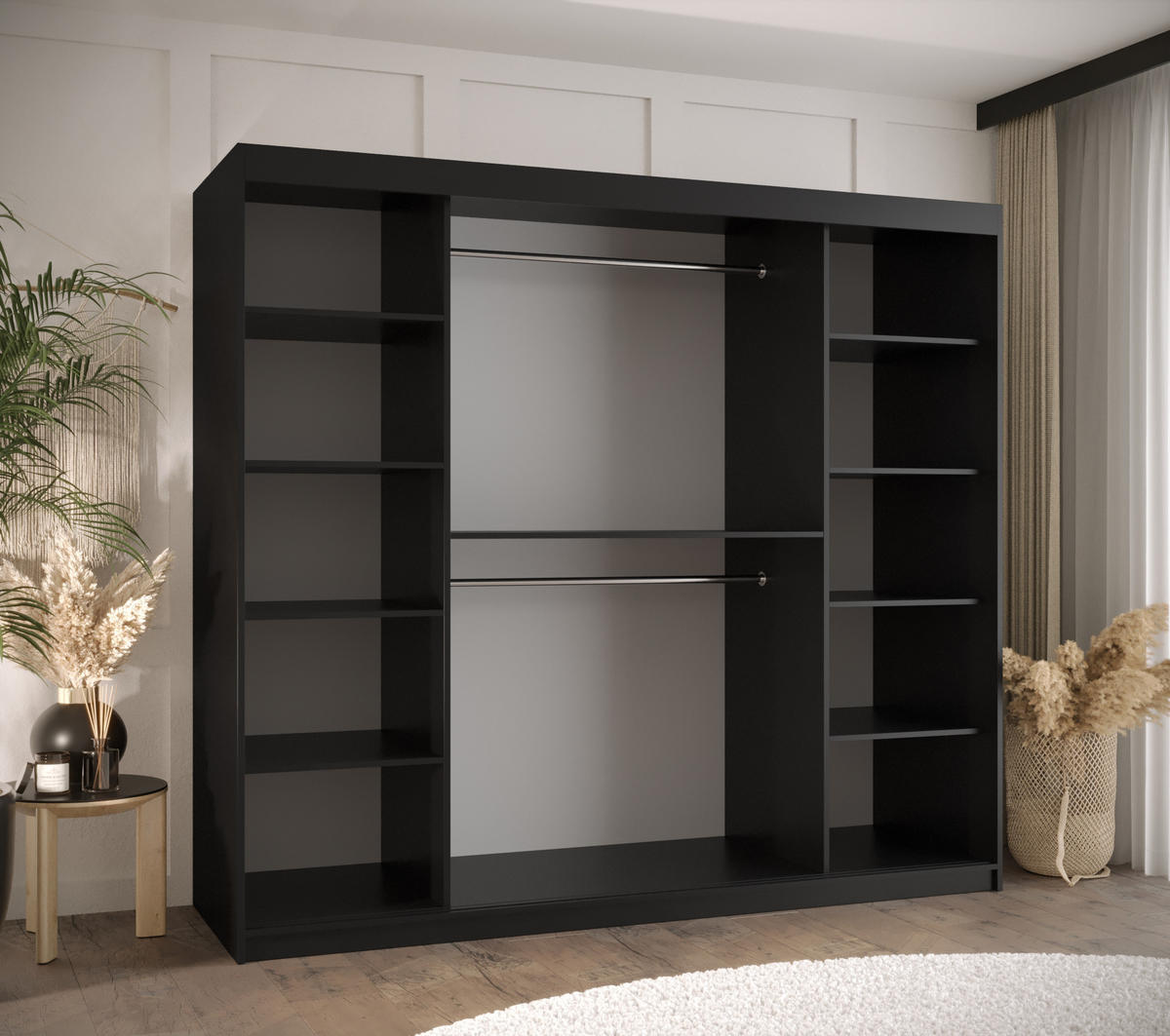 SCHWEBETÜRENSCHRANK 200/200/62 2-türig - Schwarz, Holz/Kunststoff (200/200/62cm) - MÖBEL KRYSPOL