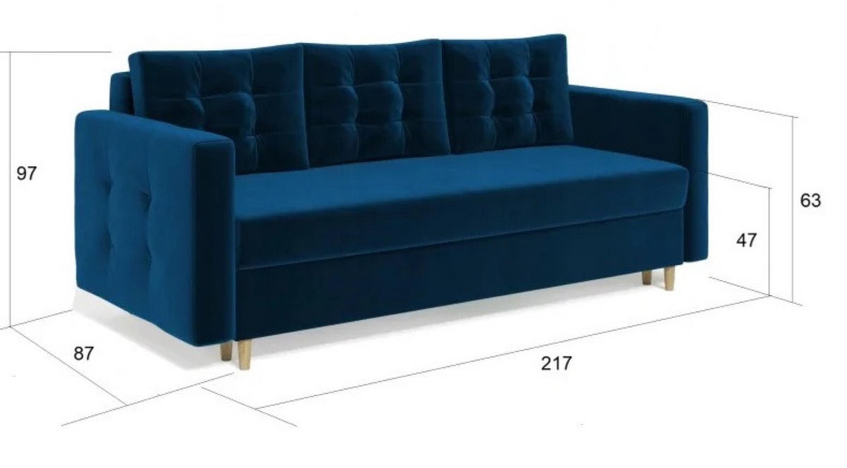 SOFA Grafit PETI Gepolstert - Graphitfarben, Textil (217/97/87cm) - Sepro Meble