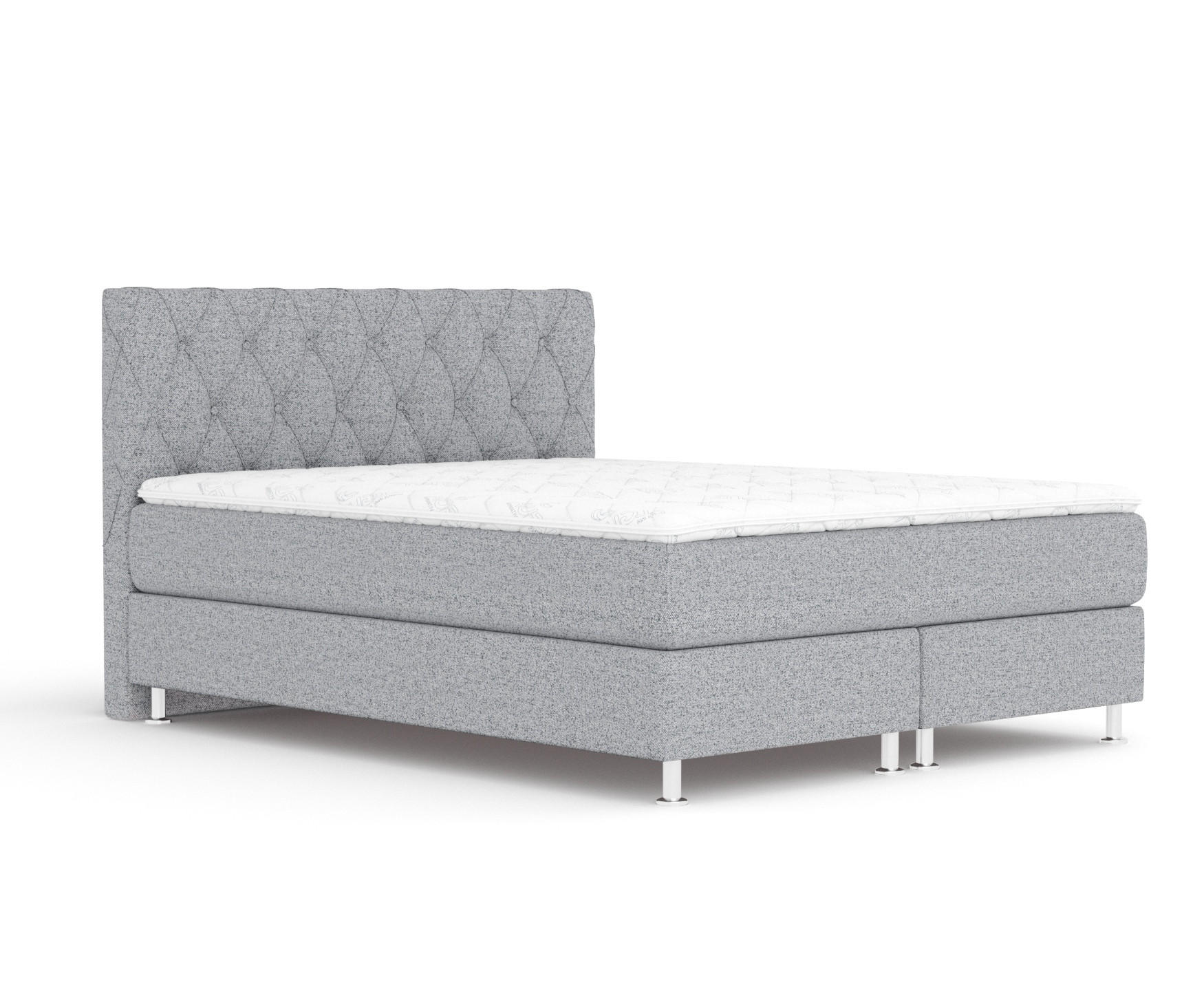 BOXSPRINGBETT Otus Grau 200/200 cm mit Latex-Topper - Silberfarben/Grau, Holz/Holzwerkstoff (200/200cm) - Maison de Reve