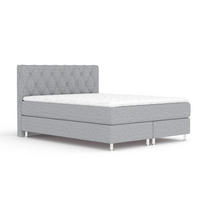 BOXSPRINGBETT Otus Grau 140/200 cm mit Latex-Topper - Silberfarben/Grau, Holz/Holzwerkstoff (140/200cm) - Maison de Reve