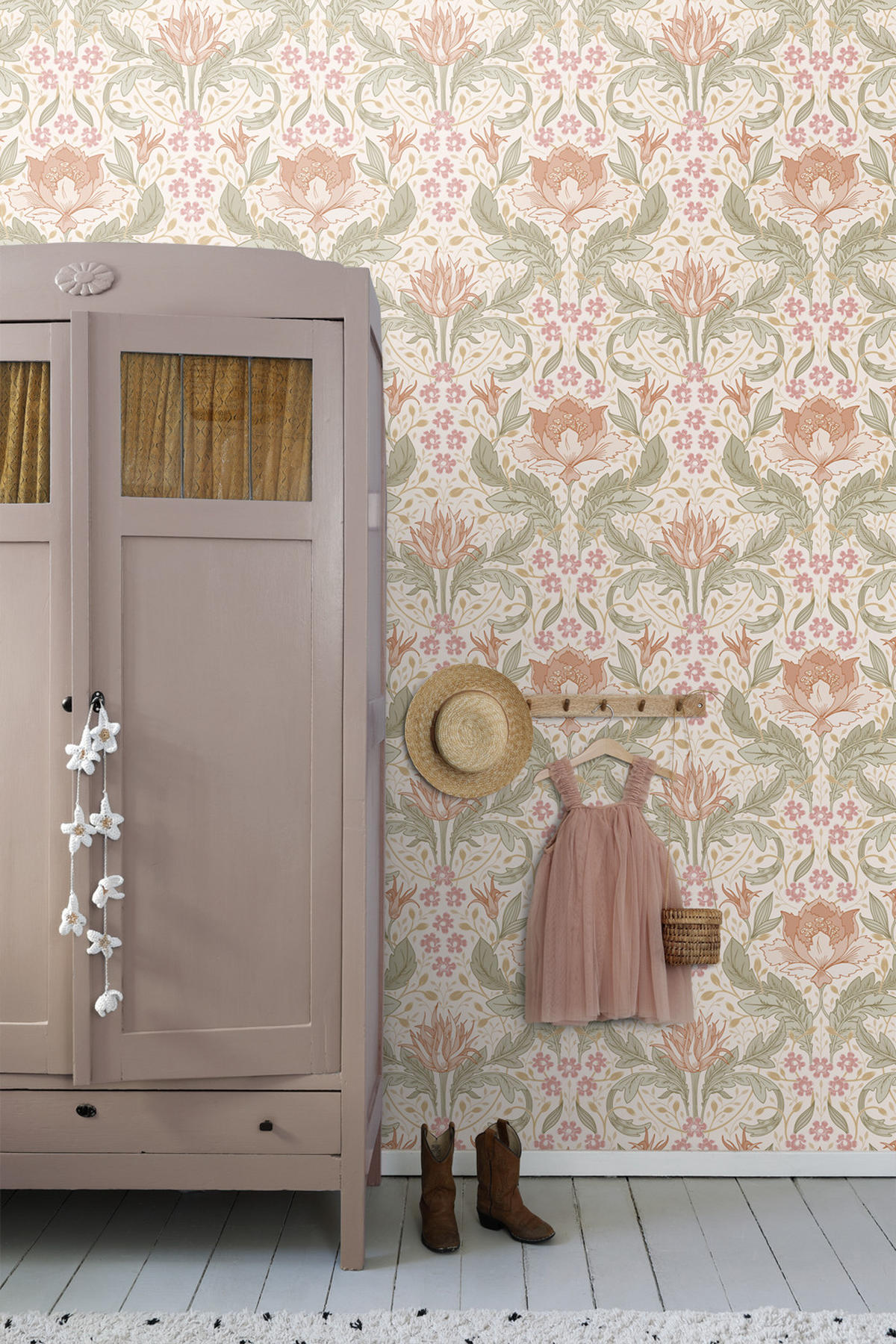 TAPETE Blumenmuster im Jugendstil 50 x 900 cm - Beige, Papier (50/900cm) - ESTAhome