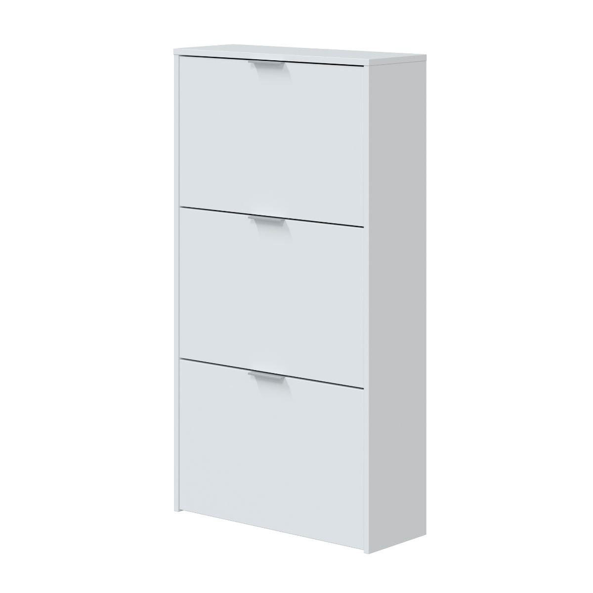 SCHUHSCHRANK 3 Klappen Zapateros - L60 cm - Weiß, Holzwerkstoff (22/113/60cm) - Calicosy