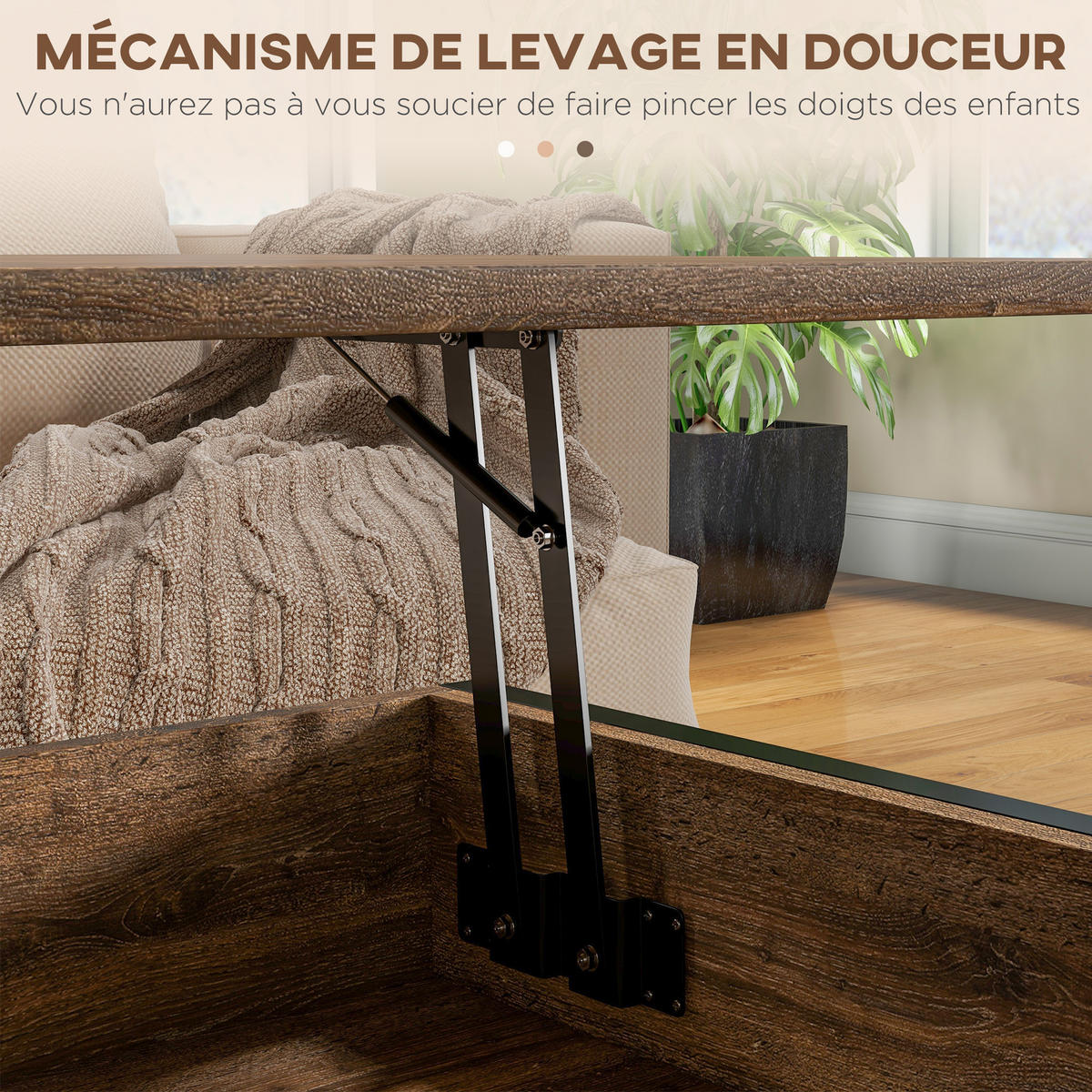 COUCHTISCH DE-15750 klappbare Platte Rostbraun - Braun, Holzwerkstoff (100/60/46cm) - ComfortXL