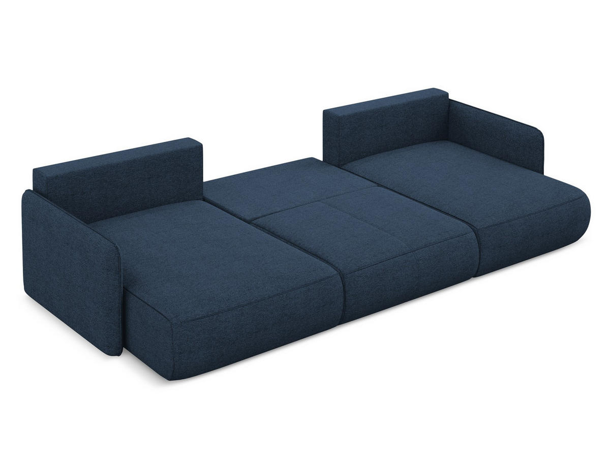 WOHNLANDSCHAFT Chenille Stoff Blau - Blau/Schwarz, Kunststoff/Textil (290/86/148cm) - Makamii
