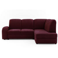 ECKSOFA VIBE L Rechts mit Schlaffunktion 129x205 Chenille Bordeaux - Bordeaux/Schwarz, Holz/Kunststoff (250/186cm) - Muffo