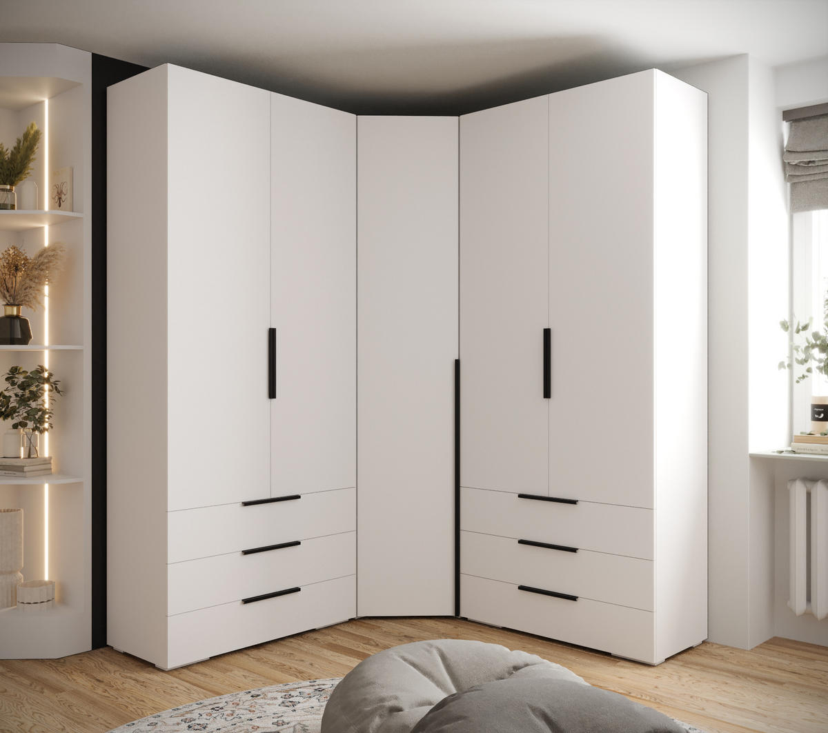 GARDEROBEN-SET 236,7/181,7/47 - Schwarz/Weiß, Holz/Kunststoff (181.7/236.7/47cm) - Abiks Möbel