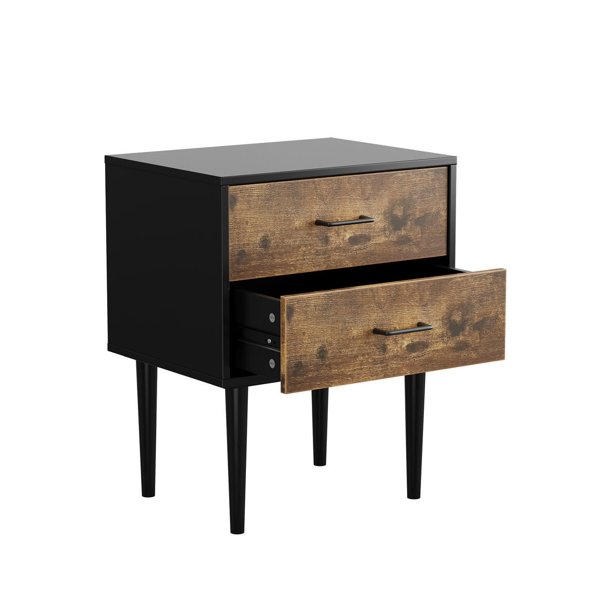 NACHTTISCH mit 2 Schubladen 51/38/66 cm in Antikbraun im Retro-Industrial-Stil - Braun, Holzwerkstoff (38/66/51cm) - BEAOK