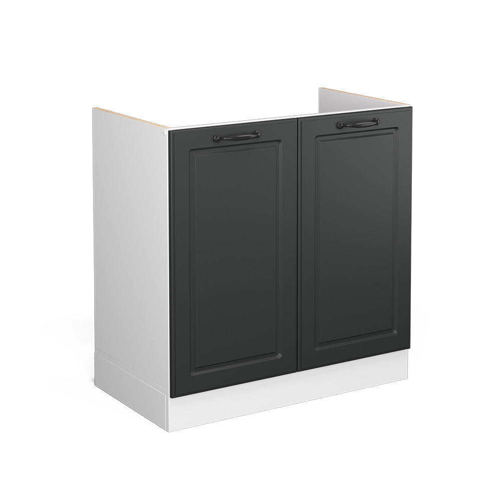 SPÜLENUNTERSCHRANK R-Line Anthrazit Landhaus 80 cm ohne AP - Dunkelgrau/Anthrazit, Holzwerkstoff (80/81.6/46cm) - Vicco