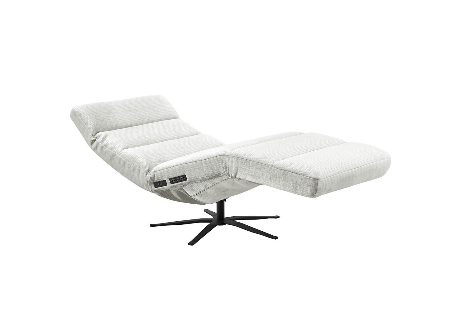 RELAXLIEGE ALINA Weiß Cord - Schwarz/Weiß, Textil/Metall (82/115/156cm) - KAWOLA