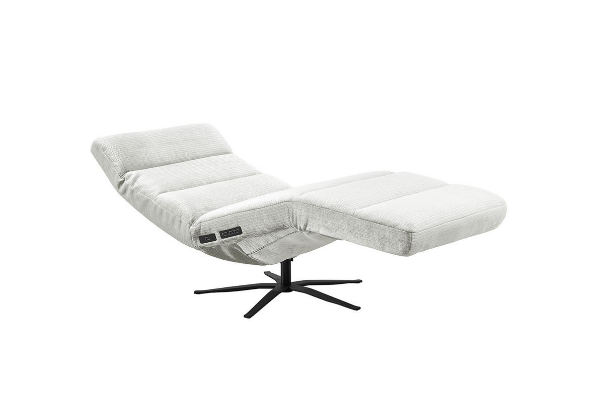 RELAXLIEGE ALINA Weiß Cord - Schwarz/Weiß, Textil/Metall (82/115/156cm) - KAWOLA