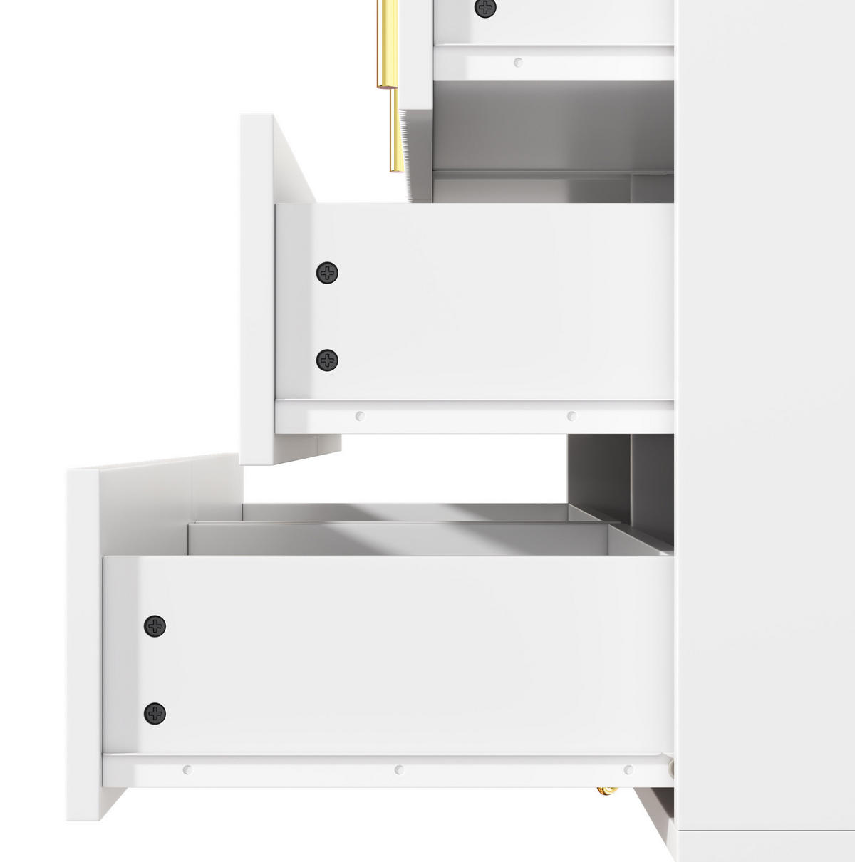 SIDEBOARD 120/40/77 cm mit 6 Schubladen und Wellenfront, aus Spanplatte, Weiß/Gold - Weiß, Holzwerkstoff (120/77/40cm) - Redom