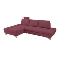 ECKSOFA bordeaux Velours, Sofa mit Bettfunktion und Stauraum 284 cm - Bordeaux, Holz/Textil (166/284cm) - Furn.Design