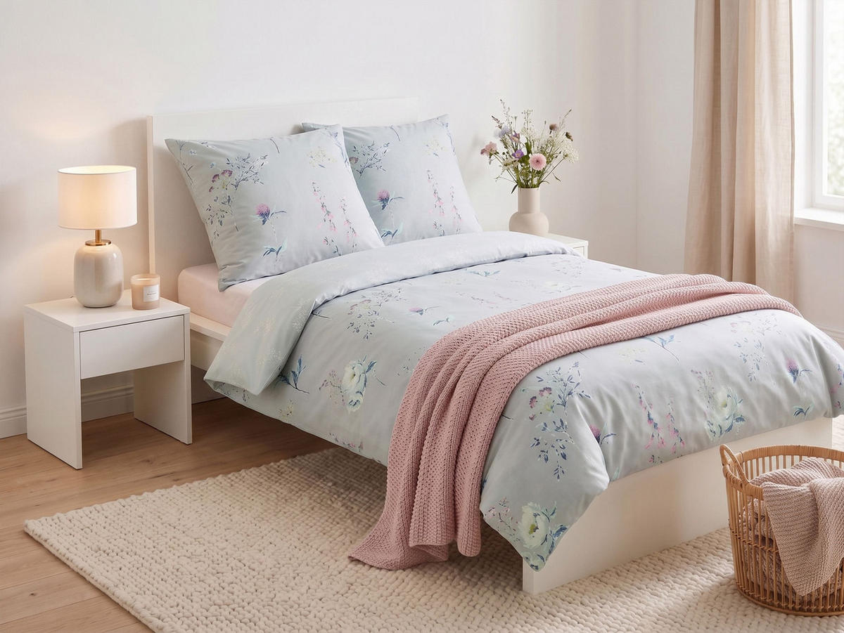 BETTWÄSCHE SET Evergreen 155/220 cm - Blau, Textil (155/220cm) - Beliani