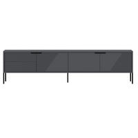 TV-MÖBEL auf Füßen mit 2 klappbaren, gerippten Türen 30/180/45 cm - Anthrazit, Holzwerkstoff (30/45/180cm) - Calicosy