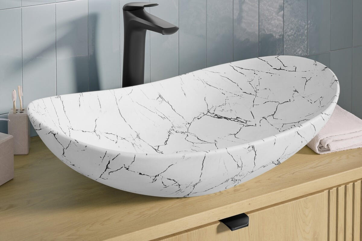 Thumbnail - Waschtischkombi, Eiche, Weiß, Holz, Keramik, Nachbildung, 100x54x46 cm, Badezimmer, Badezimmerschränke, Waschtischkombin...