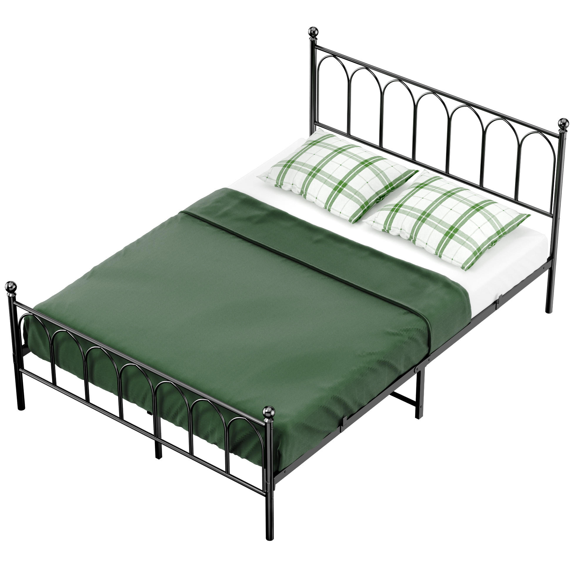 METALLBETT 140/200 mit Stauraum unter dem Bett, mit Lattenrost, Schwarz - Schwarz, Metall (140/200cm) - STILVORA