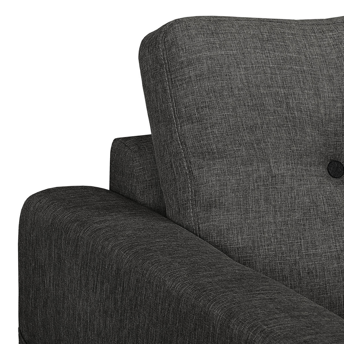 WOHNLANDSCHAFT mit Longchair - Dunkelgrau/Schwarz, Textil (290/90/200cm) - home24