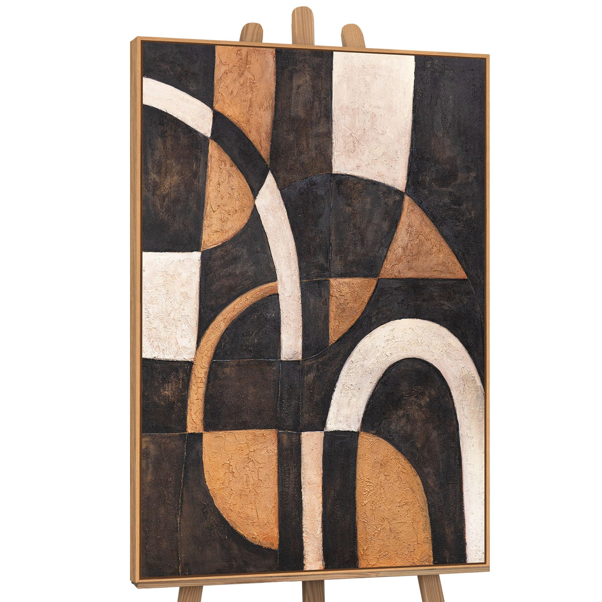 GEMÄLDE Harmonie der Kurven Schattenfugenrahmen Eichefarben 120x80 cm - Eichefarben, Holz (120/80cm) - YS-art gallery