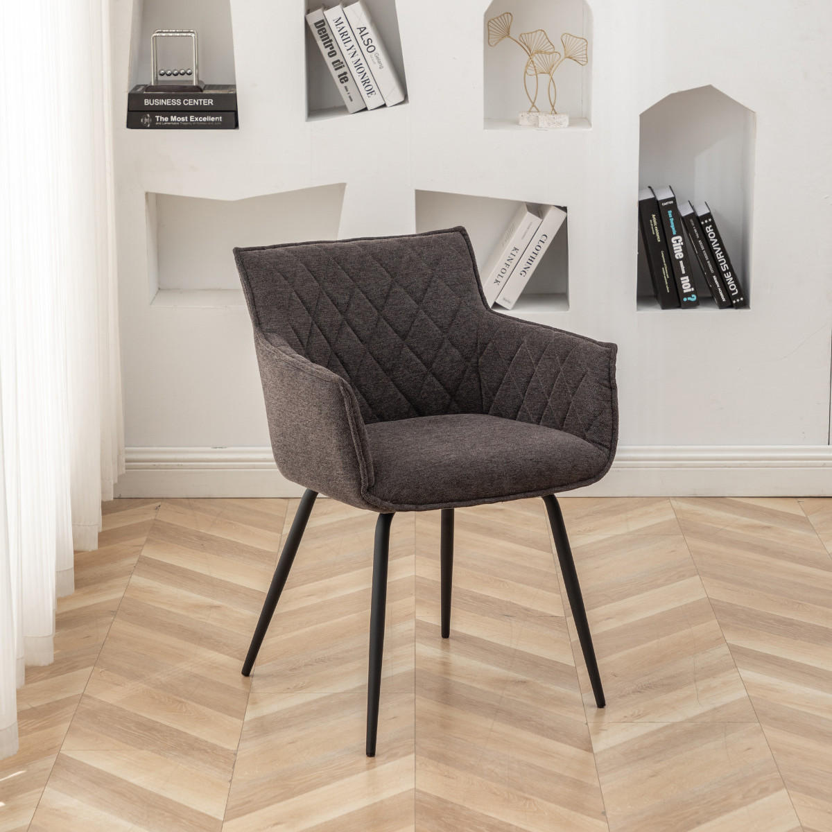 ESSZIMMERSTÜHLE (2er-set) - capitan 58/57/78 cm - Dunkelgrau, Textil (57/78/580cm) - Calicosy