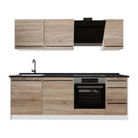 KÜCHENZEILE R-Line, Sonoma/Weiß, 220 cm Arbeitsplatte Anthrazit - Weiß/Sonoma Eiche, Holzwerkstoff (220/81.6/60cm) - Vicco