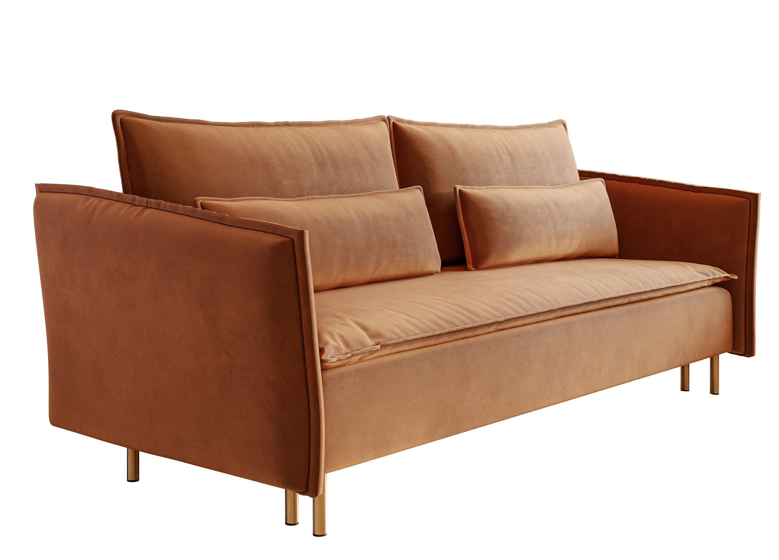 SCHLAFSOFA Ummo Kupferbraun Velours - Goldfarben/Kupferfarben, Textil/Metall (230/88/90cm) - Selsey