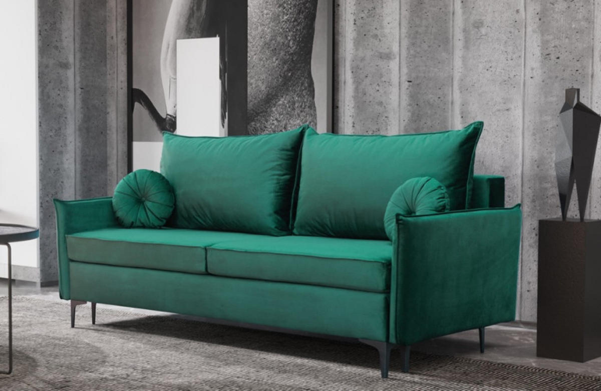 SITZSOFA Flaschengrün LEA Mit Schlaffunktion - Grün, Textil (215/96/94cm) - Sepro Meble