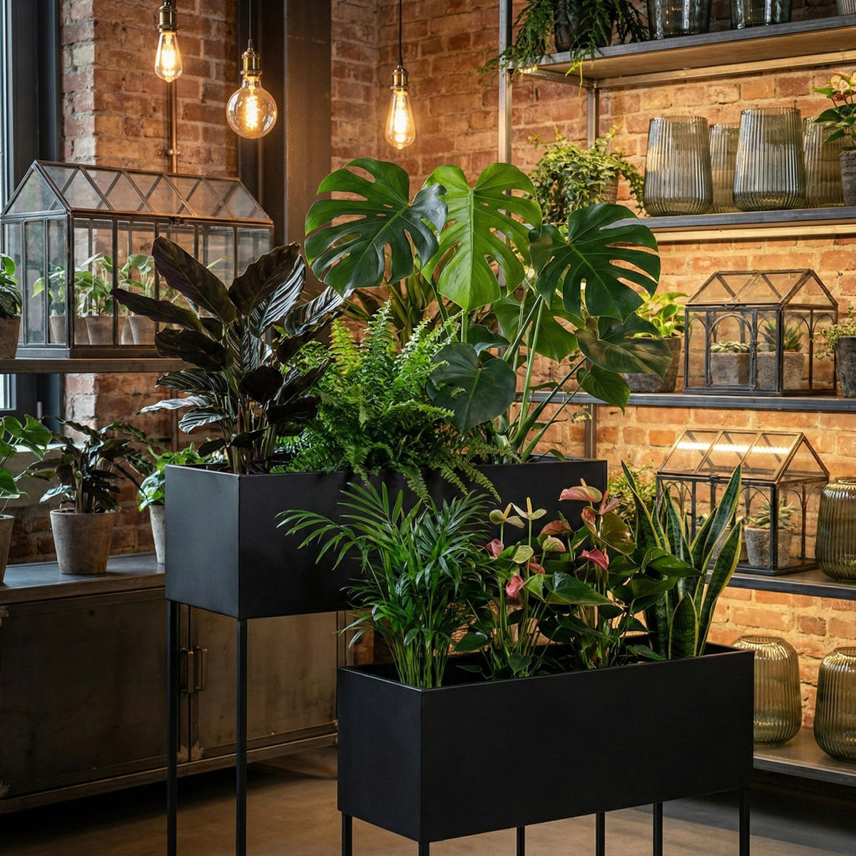 BLUMENSTÄNDER Tino Metall 2er-Set - Schwarz, Metall (46/17.5/51cm)