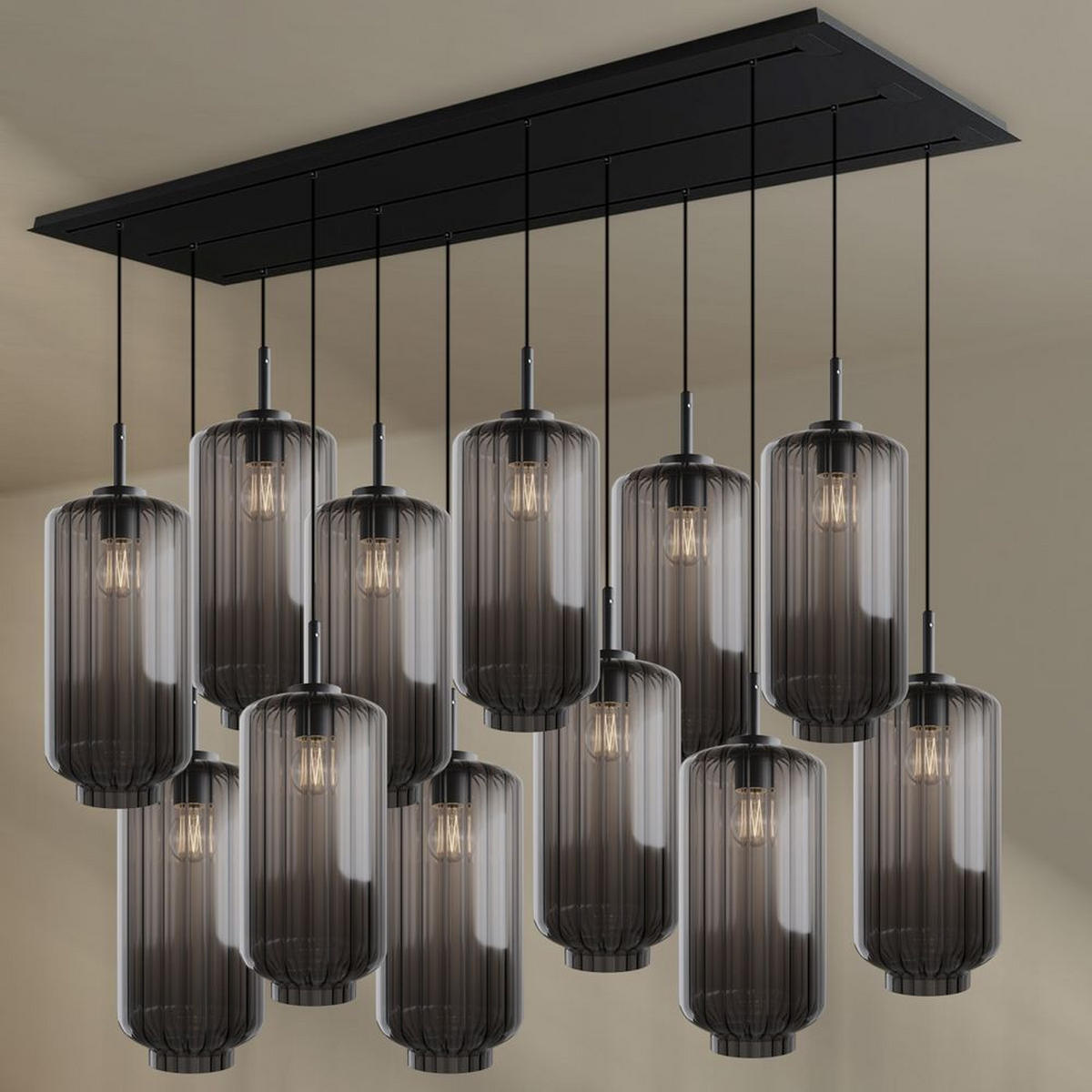 HÄNGELEUCHTE Velo 12-flammig Rauch Ø 18cm - Anthrazit/Schwarz, Glas (18/18/33cm) - s.luce