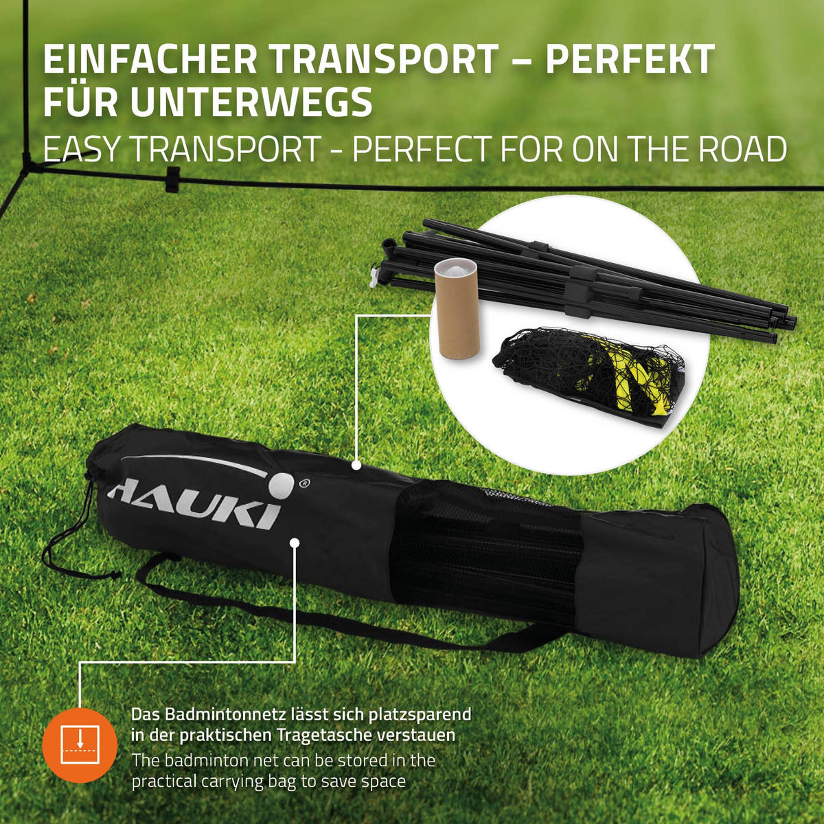 BADMINTON NET 5M - Schwarz, Metall (103/500cm) - Hauki