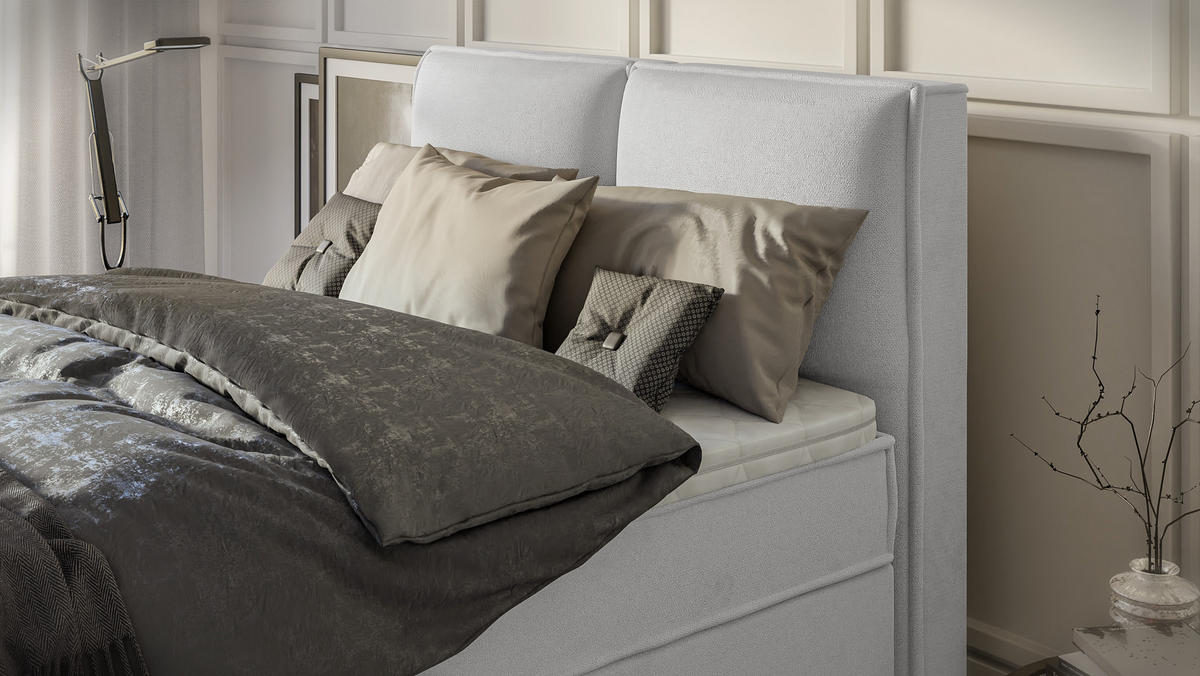 BOXBETT Eclipse 140/200 cm Silber Luxusmicrofaser - Silberfarben/Schwarz, Holz/Kunststoff (140/200cm) - S-Style Möbel