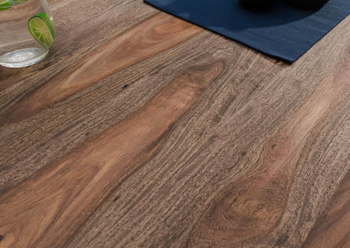 BAUMTISCH Sheesham 180x90x77 grau gebeizt / U-Beine silber matt FREEFORM 5 - Grau, Holz (180/90/77cm) - Massivmoebel24