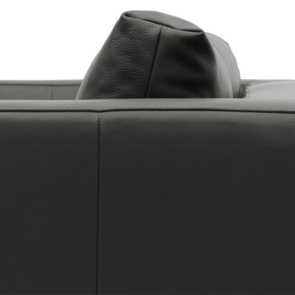 ECKSOFA mit Ottomane - Chromfarben/Grau, Leder/Metall (255/230cm) - home24