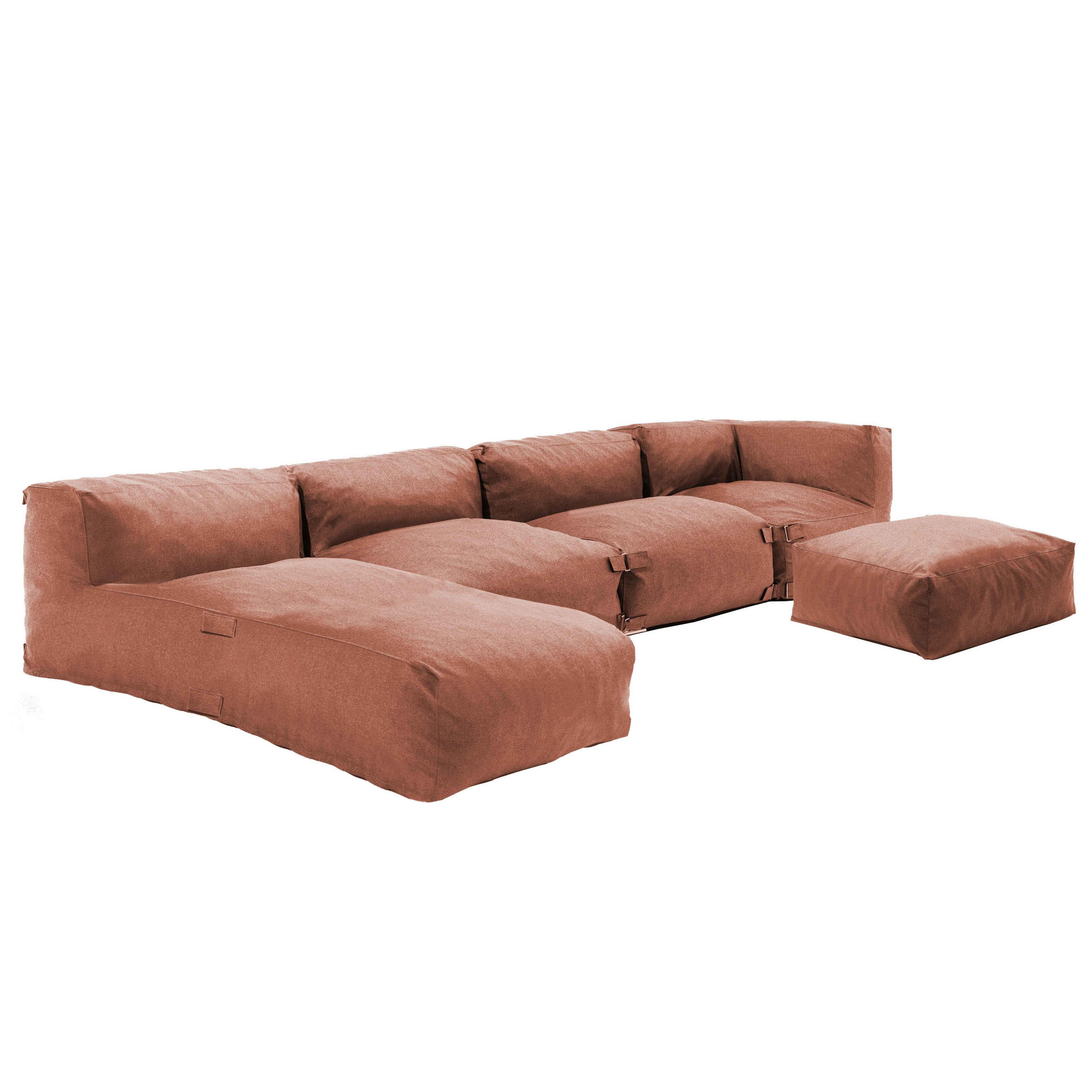 GARTENSOFA 5-tlg., Terrakotta - Pink, Textil - Oviala
