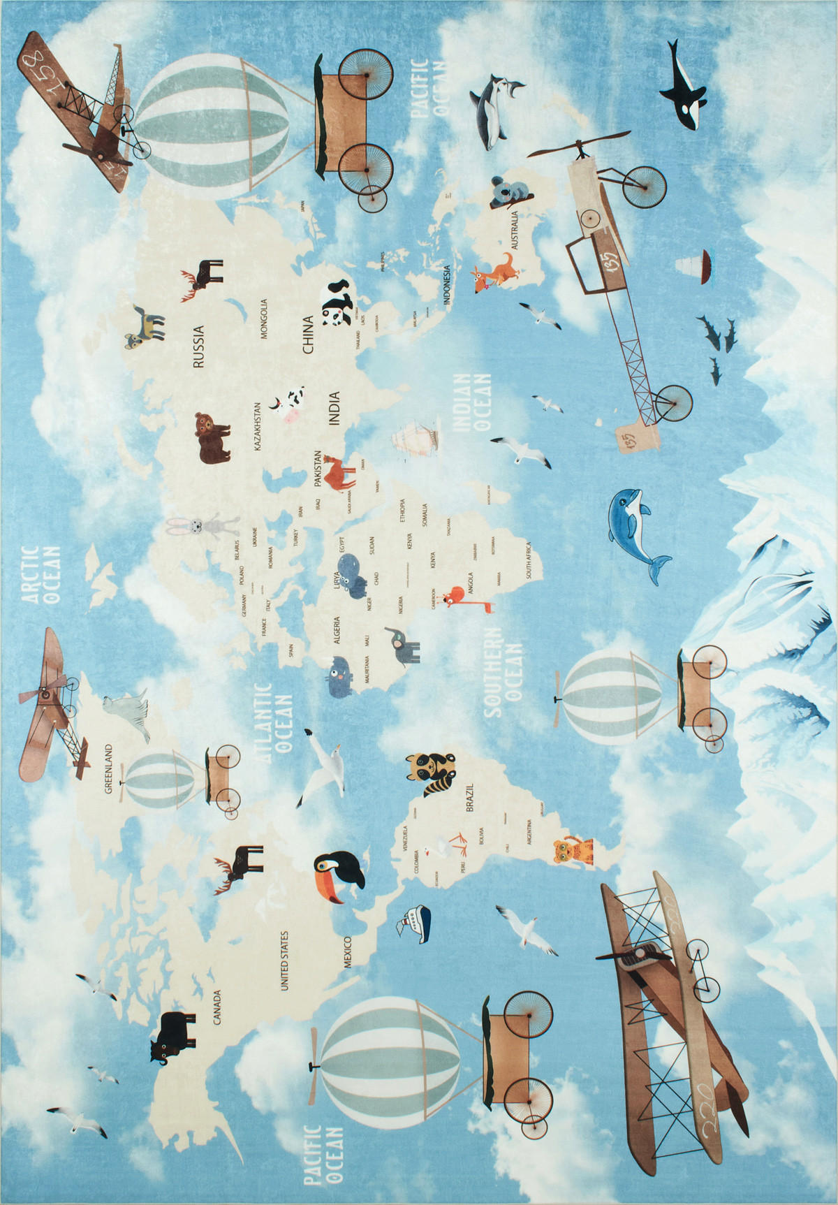 KINDERTEPPICH mit Weltkartenmotiv Happy 160x230 cm - Blau, Textil (160/230cm) - Nazar Rugs